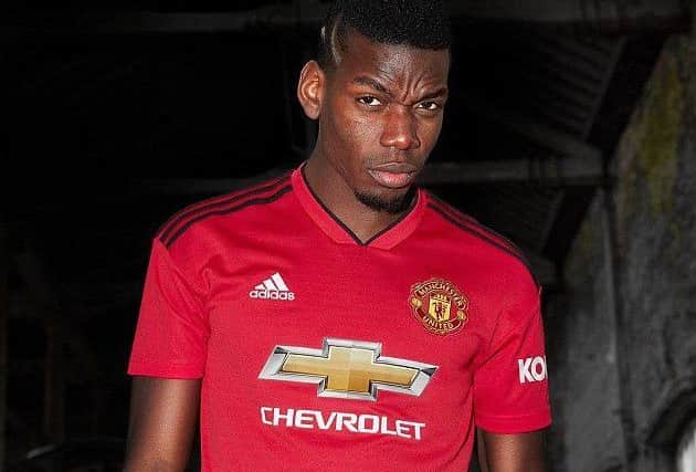 Having just scored in the World Cup final, Paul Pogba models Manchester Uniteds new kit. Picture: Adidas.