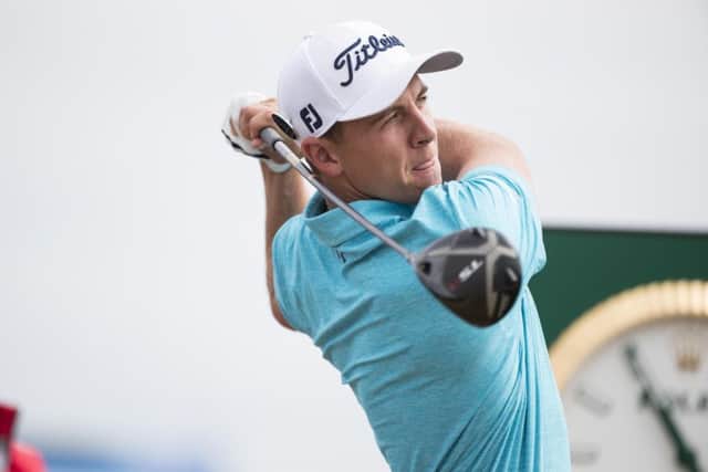 Grant Forrest drives at the 1st during a practice round. Picture: Kenny Smith/SNS
