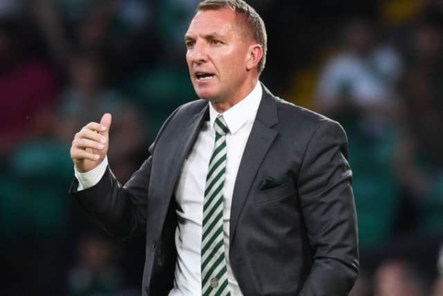 Celtic manager Brendan Rodgers encourages his players from the Celtic Park touchline. Picture: Craig Foy/SNS