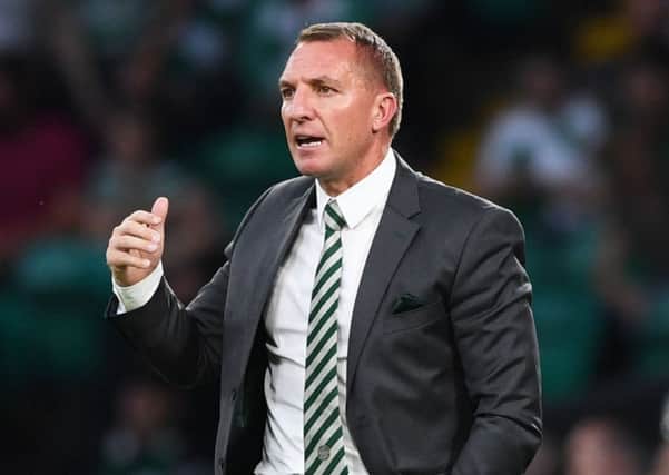Celtic manager Brendan Rodgers encourages his players from the Celtic Park touchline. Picture: Craig Foy/SNS