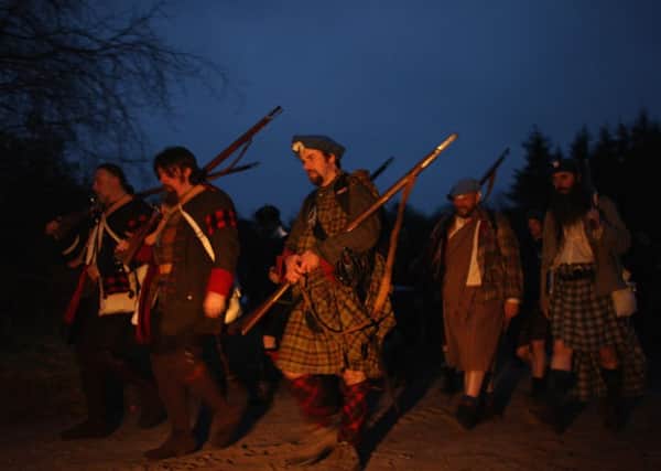 A re-enactment of the Jacobites' fateful march from Culloden to Nairn, on 15 April, 1746, the day before their defeat on Culloden Moor. Picture: Jeff J Mitchell/Getty