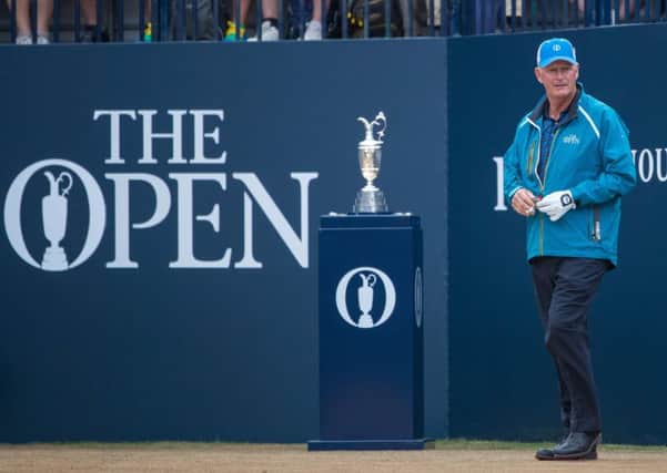 Sandy Lyle steps on to the 1st tee at Carnoustie to get the 147th Open Championship under way. Picture: Kenny Smith/SNS