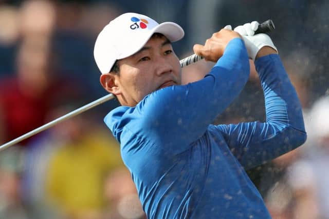 South Korea's Sung-Hoon Kang tees off on the 3rd hole. Picture: David Davies/PA Wire