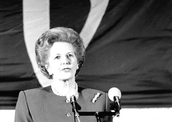 Prime Minister Margaret Thatcher giving her speech to an international audience at the College of Europe in the Belgian town of Bruges, warning them that she would not tolerate any suppression of Britain's nationhood by a European "idenikit" superstate.