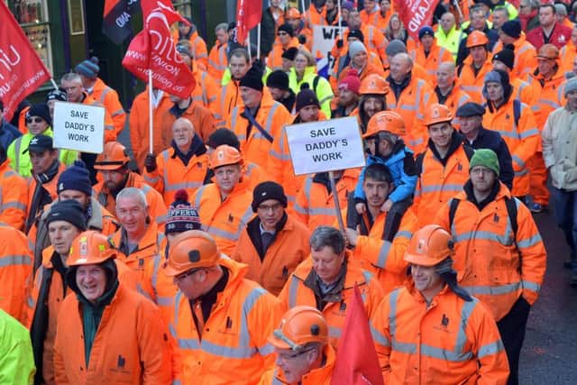 Bifab workers demonstrating. Picture: Jon Savage