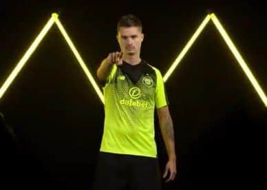 Mikael Lustig sports the kit in the club's promotional video. Picture: Celtic TV