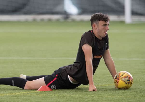 Hearts' Andrew Irving during a training session at Oriam. Picture: Craig Foy/SNS