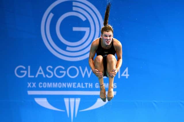 Grace Reid competes in the women's 3m springboard at Royal Commonwealth Pool during the Glasgow 2014 Commonwealth Games. Picture: Quinn Rooney/Getty Images