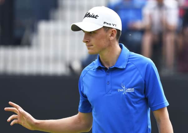 Sam Locke acknowledges applause for a birdie on the 13th today. Photograph: Ian Rutherford