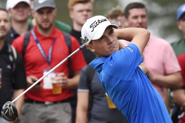Stonehaven's Sam Locke tees off at the 14th on his way to a one-under 70 in the third round at Carnoustie. Picture: Ian Rutherford