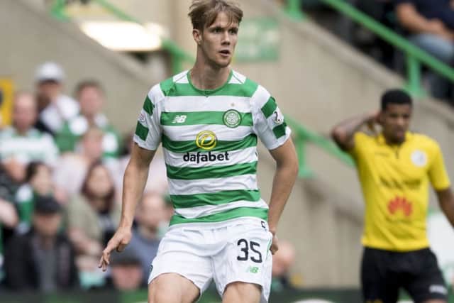 Kristoffer Ajer in action for Celtic. Pic: SNS/Craig Foy