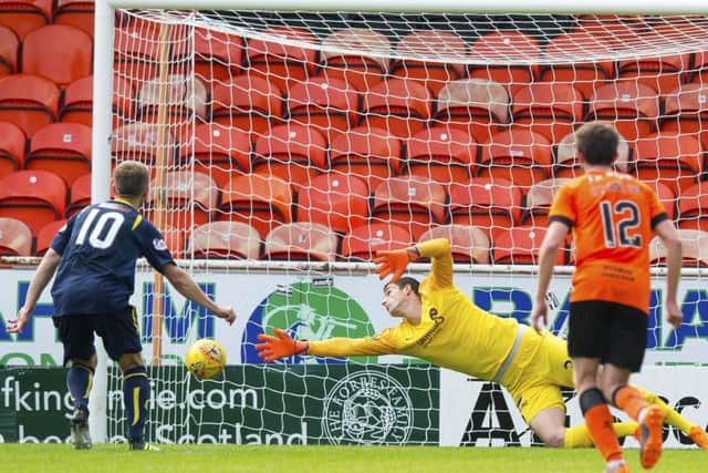 Alloa's Alan Trouten scores to make it 1-1. Pic: SNS/Ross Parker