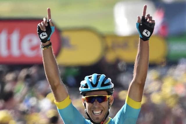 Spain's Omar Fraile celebrates. Pic: JEFF PACHOUD/AFP/Getty Images