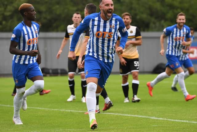 Kris Boyd celebrates scoring Kilmarnock's third goal. Pic: SNS/Craig Williamson