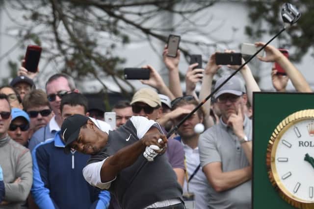 Tiger Woods may trail the likes of co-leader Kevin Kisner but hes very much in contention.Picture: Ian Rutherford