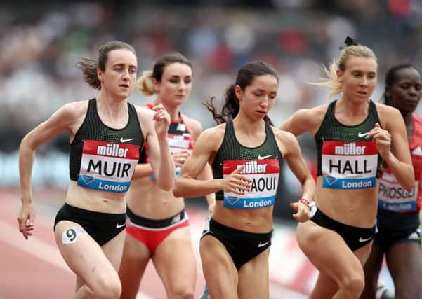 Laura Muir, left, during the Millicent Fawcett Mile at the Muller Anniversary Games at London Stadium. Picture: John Walton/PA Wire