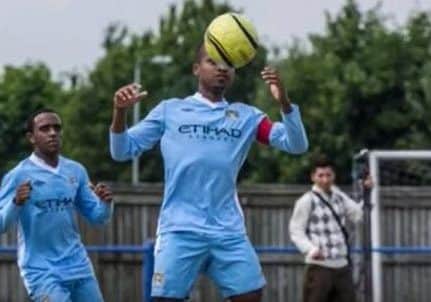 Chibharo "playing" and "captaining" Manchester City's under-21s (note the guy in the background on the pitch). Picture: UGC