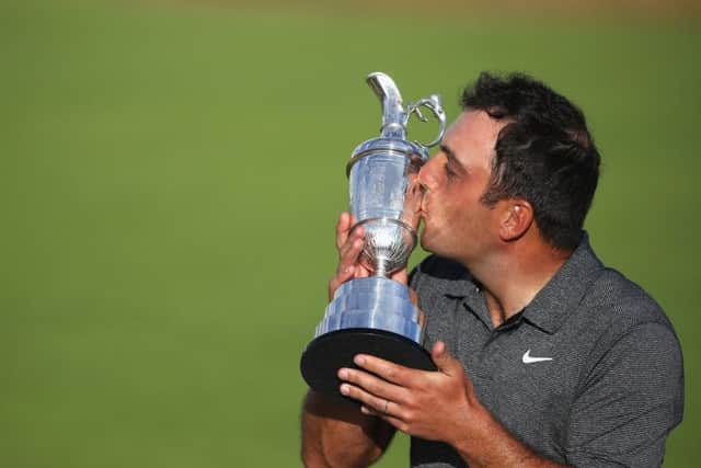 Francesco Molinari kisses the Claret Jug after winning the 147th Open Championship at Carnoustie. Picture: Getty Images