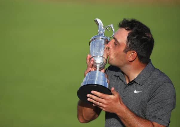 Francesco Molinari kisses the Claret Jug after winning the 147th Open Championship at Carnoustie. Picture: Getty Images