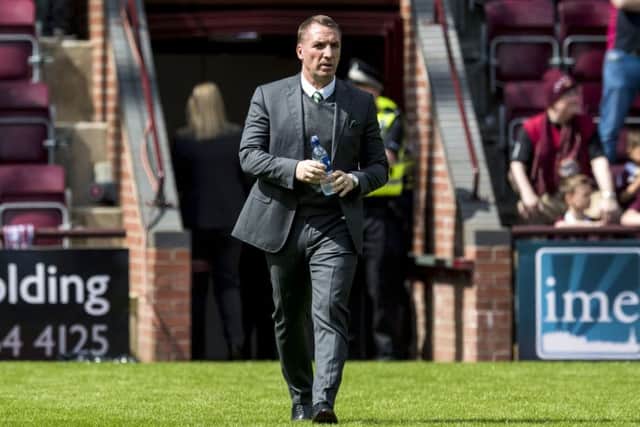 Celtic manager Brendan Rodgers was unhappy about the Tynecastle Park pitch. Picture: SNS/Alan Harvey