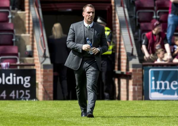 Celtic manager Brendan Rodgers was unhappy about the Tynecastle Park pitch. Picture: SNS/Alan Harvey