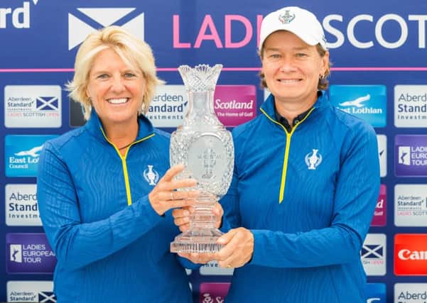 Europe's Solheim Cup captain Catriona Matthew, right, with her newly appointed vice-captain Kathryn Imrie. Picture: Tristan Jones