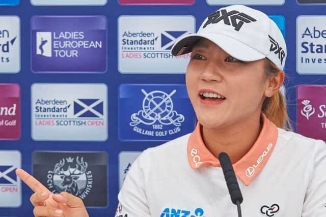 Lydia Ko talks about hitting one drive 95 yards longer than normal in a practice round at Gullane