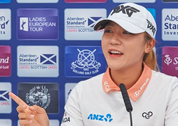 Lydia Ko talks about hitting one drive 95 yards longer than normal in a practice round at Gullane