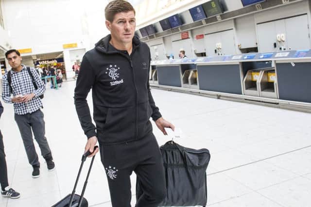 Steven Gerrard and the Rangers squad leave for Croatia. Picture: SNS