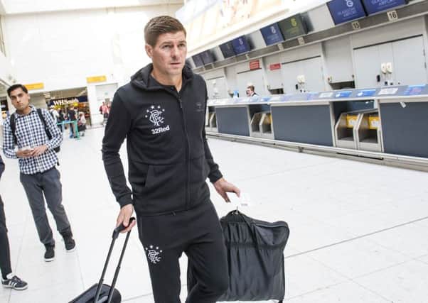 Steven Gerrard and the Rangers squad leave for Croatia. Picture: SNS