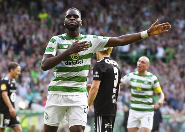 Odsonne Edouard celebrates after equalising for Celtic. Picture: SNS