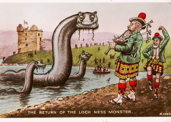 Picturesque sites in Scotland are perfect for sending postcards  or try something humorous, like this sketch of Nessie. Picture: contributed