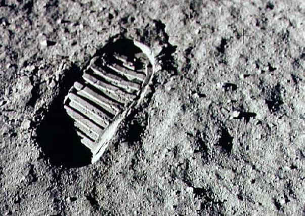 A footprint on the Moon left by one of the Apollo 11 astronauts