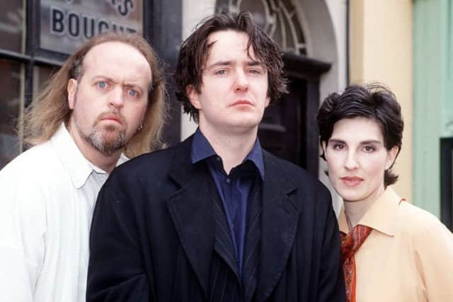 Dylan Moran starred as Bernard Black in Channel Four's Black Books from 2004, with Bill Bailey and Tamsin Greig. Picture: Channel 4