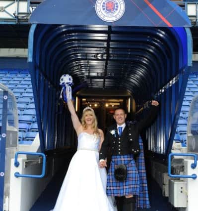 Amanda and Tommy Notman, who met through their love of the club eight years ago, were married at Ibrox. Picture; Centre Press