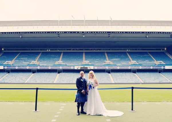 Football fans Amanda and Tommy Notman tied the knot at Ibrox.