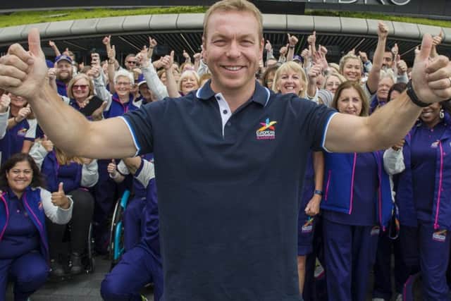 Sir Chris Hoy spent time with Glasgow 2018 Volunteers at the SSE Hydro ahead of the European Championships.Picture: John Devlin