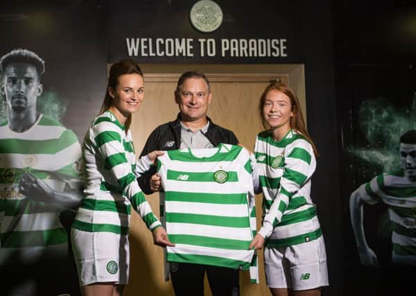 Eddie Wolecki Black is flanked by Cheryl McCulloch, left, and Colette Cavanagh after being named the new head coach of Celtics Ladies. Picture: SNS Group