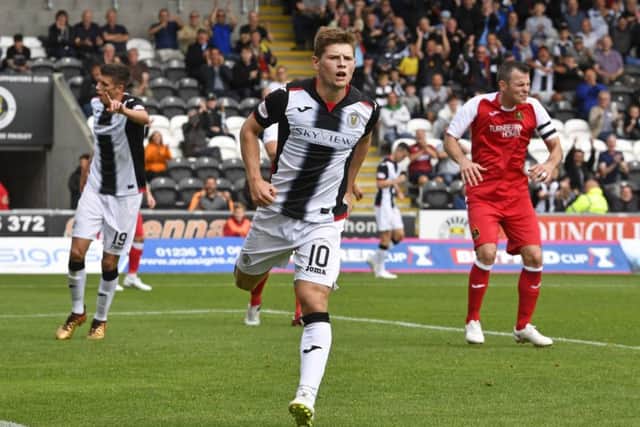 St Mirren's Cammy Smith celebrates after scoring to make it 2-0. Pic: SNS/Rob Casey