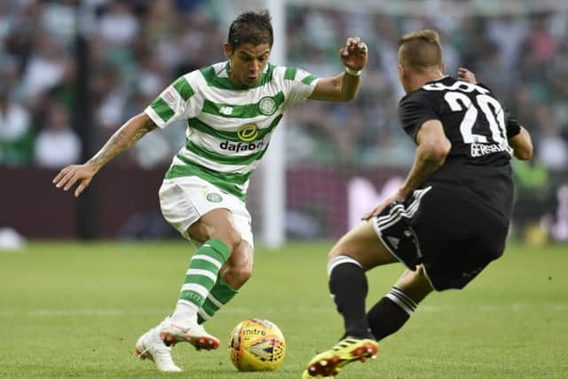 Christian Gamboa performed well for Celtic after deputising for Mikael Lustig against Rosenborg in the Champions League qualifier. Picture: Rob Casey