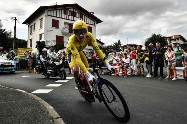 Great Britain's Geraint Thomas rides during the 20th stage of the Tour. Pic: MARCO BERTORELLO/AFP/Getty Images