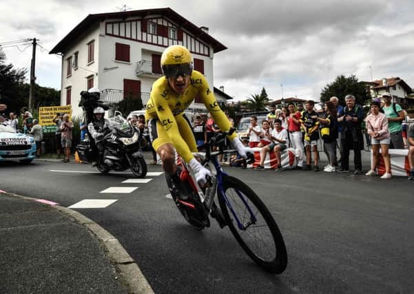 Great Britain's Geraint Thomas rides during the 20th stage of the Tour. Pic: MARCO BERTORELLO/AFP/Getty Images