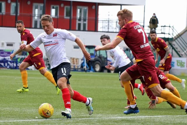 John Rankin in action for Clyde during the Betfred Cup tie with Motherwell (pic by Craig Black Photography)