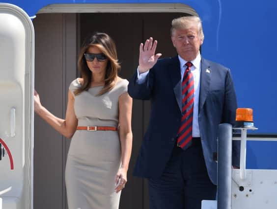 Donald Trump arriving in Scotland with his wife Melania. Picture: PA