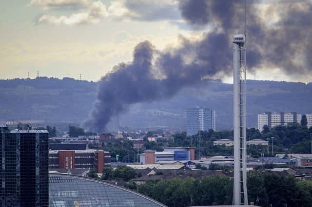 The blaze at the former primary school could be viewed from across Glasgow. Picture: Mark Boyle/MB Design