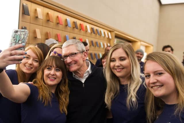 Apple chief executive Tim Cook pictured during a visit to Glasgow. Picture: John Devlin.