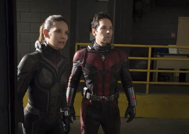 Paul Rudd as Ant-Man with Evangeline Lilly as The Wasp PIC: Ben Rothstein / Marvel Studios 2018