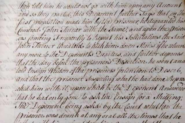 A page from the cantonment records held at Edinburgh Castle library. PIC: Stennis Historical Society.