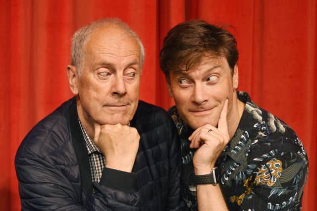 Gyles and Benet Brandreth. The elder celebrates live theatre from the 1950s to the Kardashians, while the younger offers a bravura display of wordsmithery. Picture: Greg Macvean
