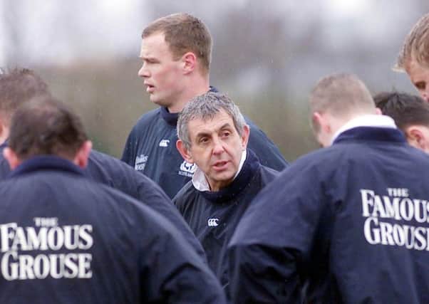 Head coach Ian McGeechan gets his message across ahead of Scotland's 27-22 victory over Wales in the Six Nations in 2002